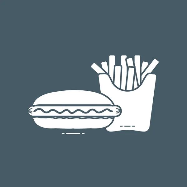 Frites et hot-dogs. Habitudes alimentaires néfastes . — Image vectorielle