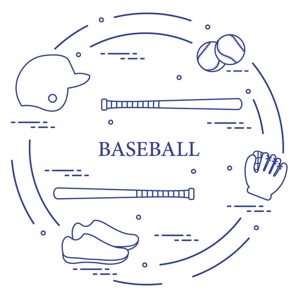 Baseball bats, glove, balls, helmet, shoes. — Stock Vector