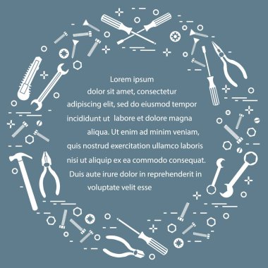 Yapı, inşaat ve ev onarım için çeşitli araçlar.