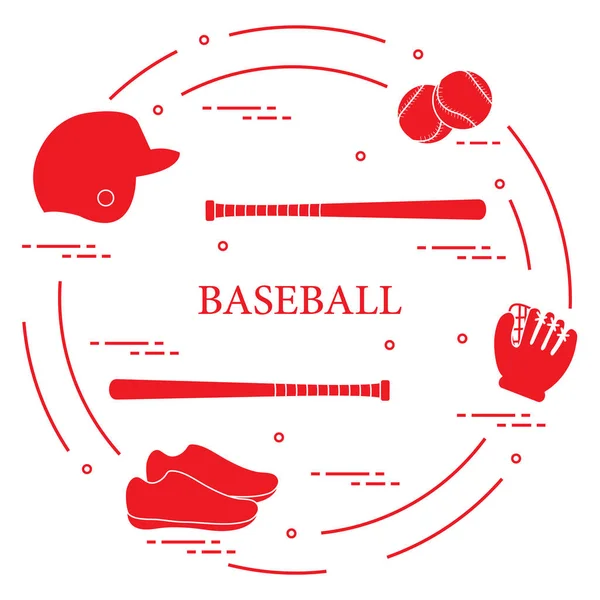 Baseballschläger, Handschuhe, Bälle, Helm, Schuhe. — Stockvektor