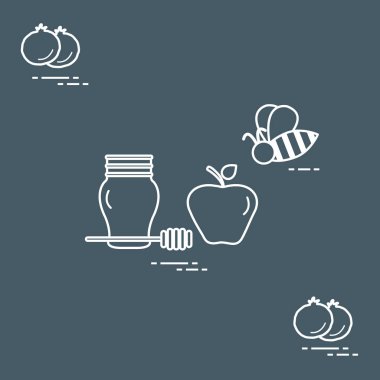 Apple Rosh Hashanah, nar, arı bal. Geleneksel J