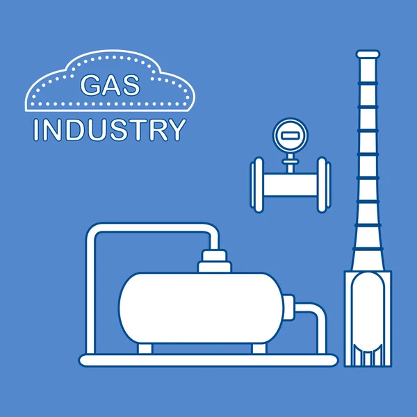 Unidade de processamento de gás. Medidor de gás industrial . — Vetor de Stock