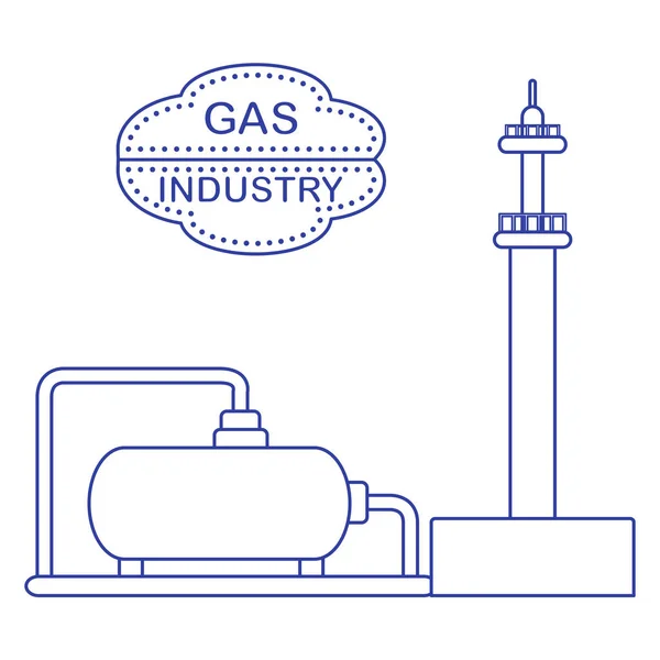 Planta de procesamiento de gas. Tanque de almacenamiento de gas . — Vector de stock