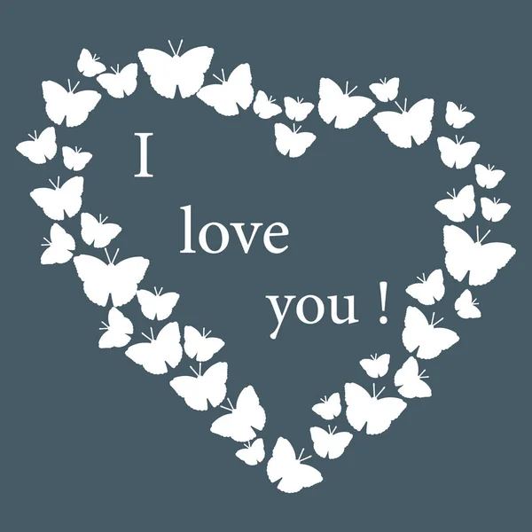Πεταλούδες στις καρδιές. Ημέρα του Αγίου Βαλεντίνου. Σε αγαπώ — Διανυσματικό Αρχείο
