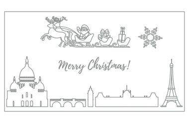 Noel Baba'ya kızak ile Paris'e uçan geyikler