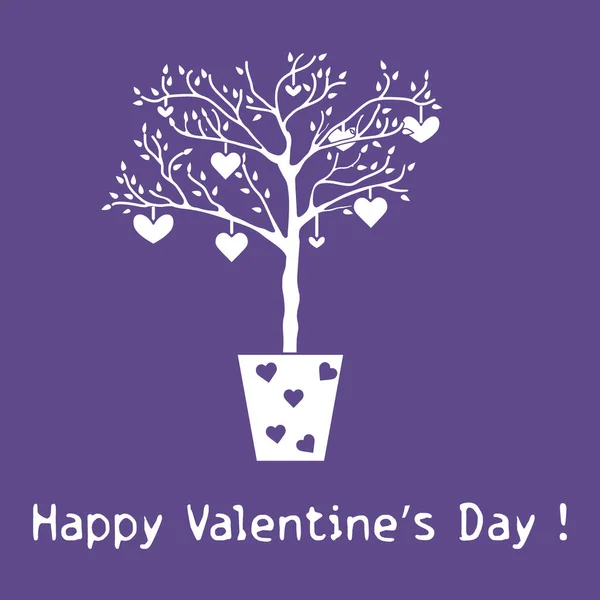 Arbre avec coeurs.Carte de voeux Valentine's — Image vectorielle