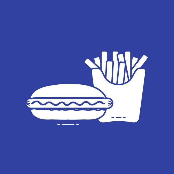 Batatas fritas e cachorros-quentes. Hábitos alimentares nocivos . — Vetor de Stock