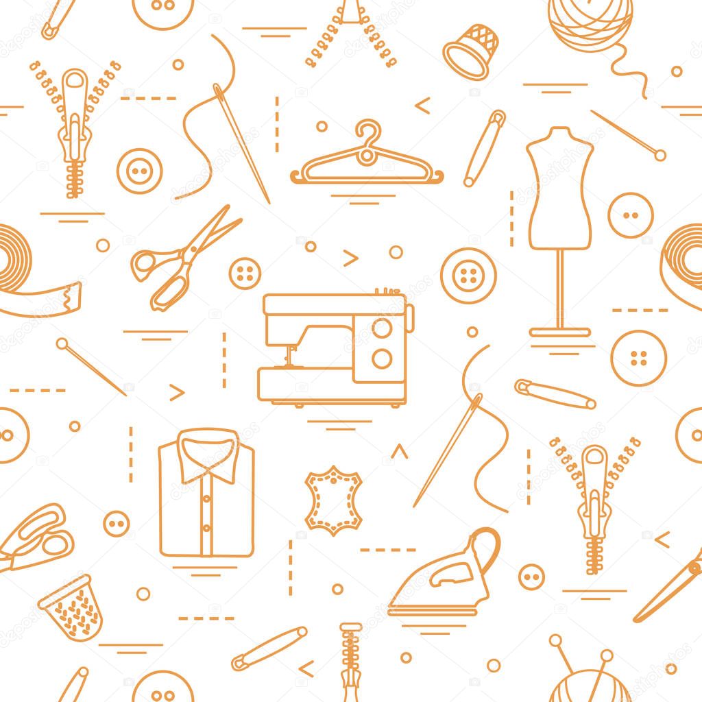 Pattern with tools and accessories for sewing.