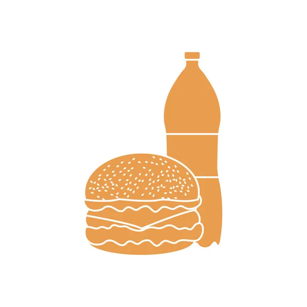 Burger és szóda palack. — Stock Vector