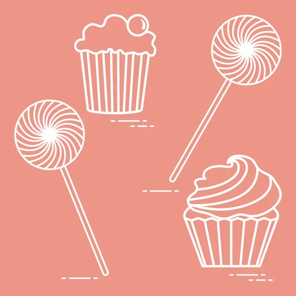 Lollipops and cakes. — Stock Vector