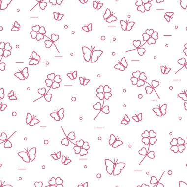 Shamrock ve kelebekler ile Seamless Modeli.