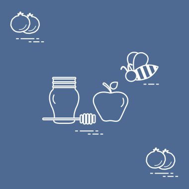 Apple Rosh Hashanah, nar, arı bal. Geleneksel J