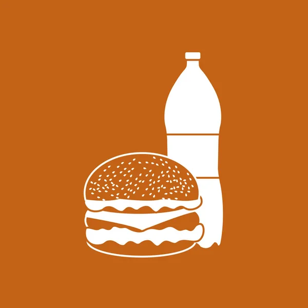 Hambúrguer e garrafa de água com gás . —  Vetores de Stock
