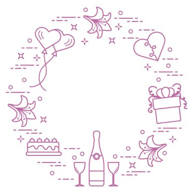 Sevgililer günü: hediye, Balonlar, pasta, kalp, lily