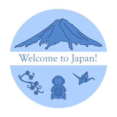 Japonya geleneksel tasarım öğeleri kümesi.