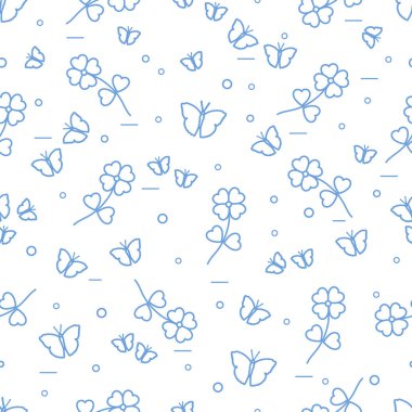 Shamrock ve kelebekler ile Seamless Modeli.