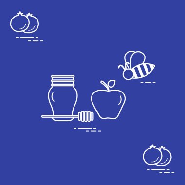 Apple Rosh Hashanah, nar, arı bal. Geleneksel J