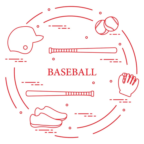 Бейсбольні кажани, рукавички, кульки, шолом, взуття . — стоковий вектор