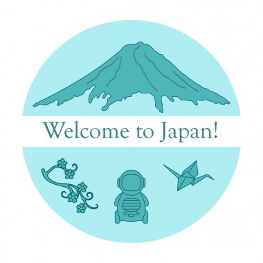 Japonya geleneksel tasarım öğeleri kümesi.