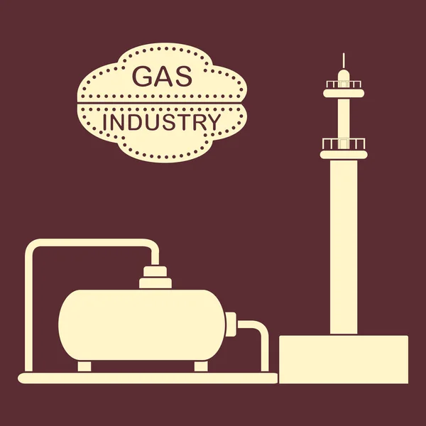 Planta de procesamiento de gas. Tanque de almacenamiento de gas . — Vector de stock