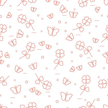 Shamrock ve kelebekler ile Seamless Modeli.