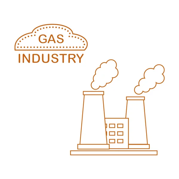 Planta de procesamiento de gas con chimeneas humeantes . — Vector de stock