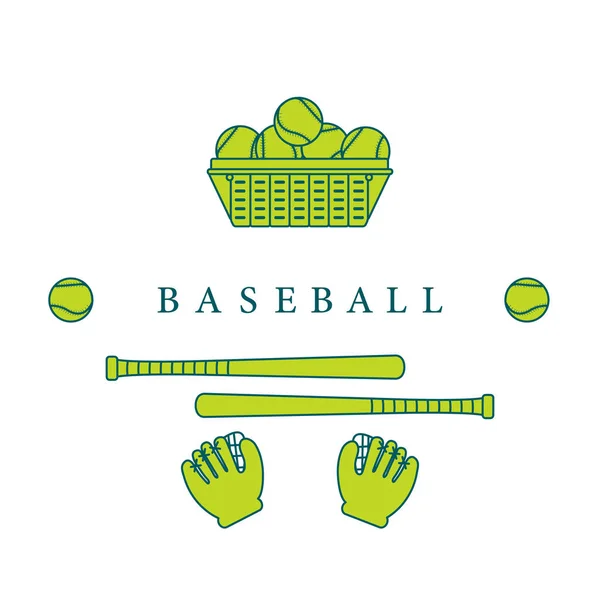 Handschoenen, ballen, honkbalknuppels. Honkbal apparatuur. — Stockvector