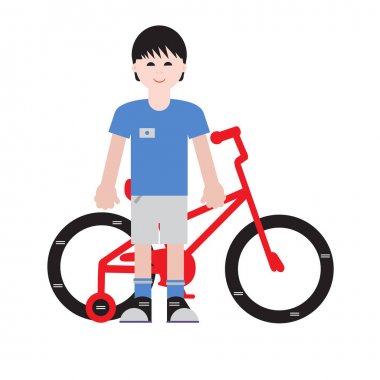 Bir çocuk ve Onun Bisiklet.