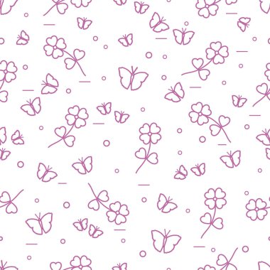 Shamrock ve kelebekler ile Seamless Modeli.