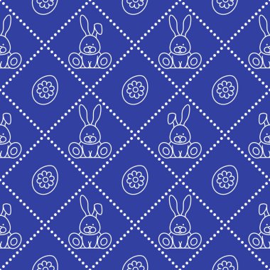 Tavşan ve çiçek ile yumurta ile Seamless Modeli