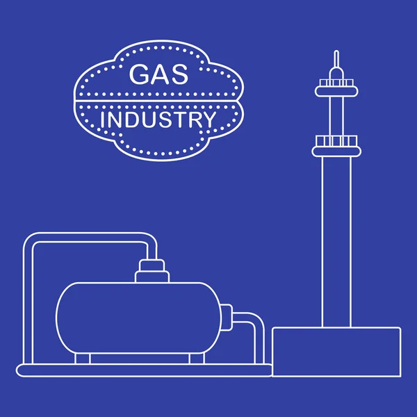 Planta de procesamiento de gas. Tanque de almacenamiento de gas . — Vector de stock