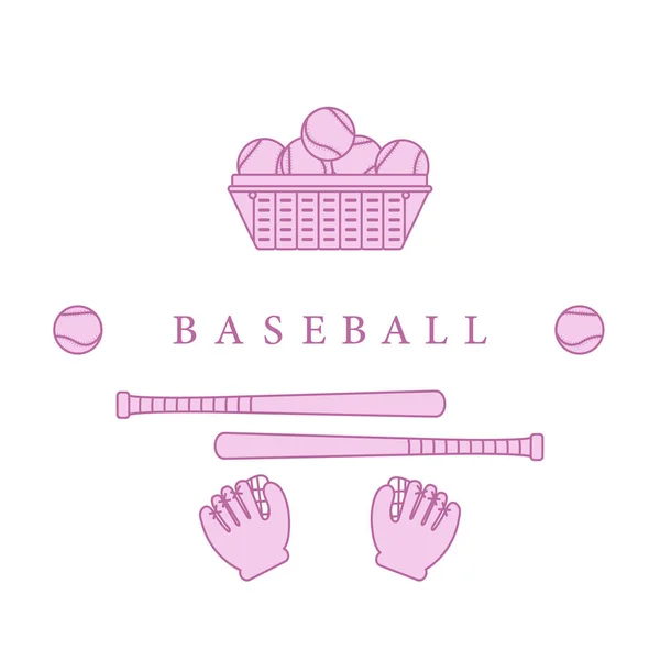 Handskar, bollar, basebollträn. Baseball utrustning. — Stock vektor