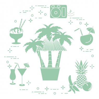 Bar beach, kokteyller, dondurma, meyve.