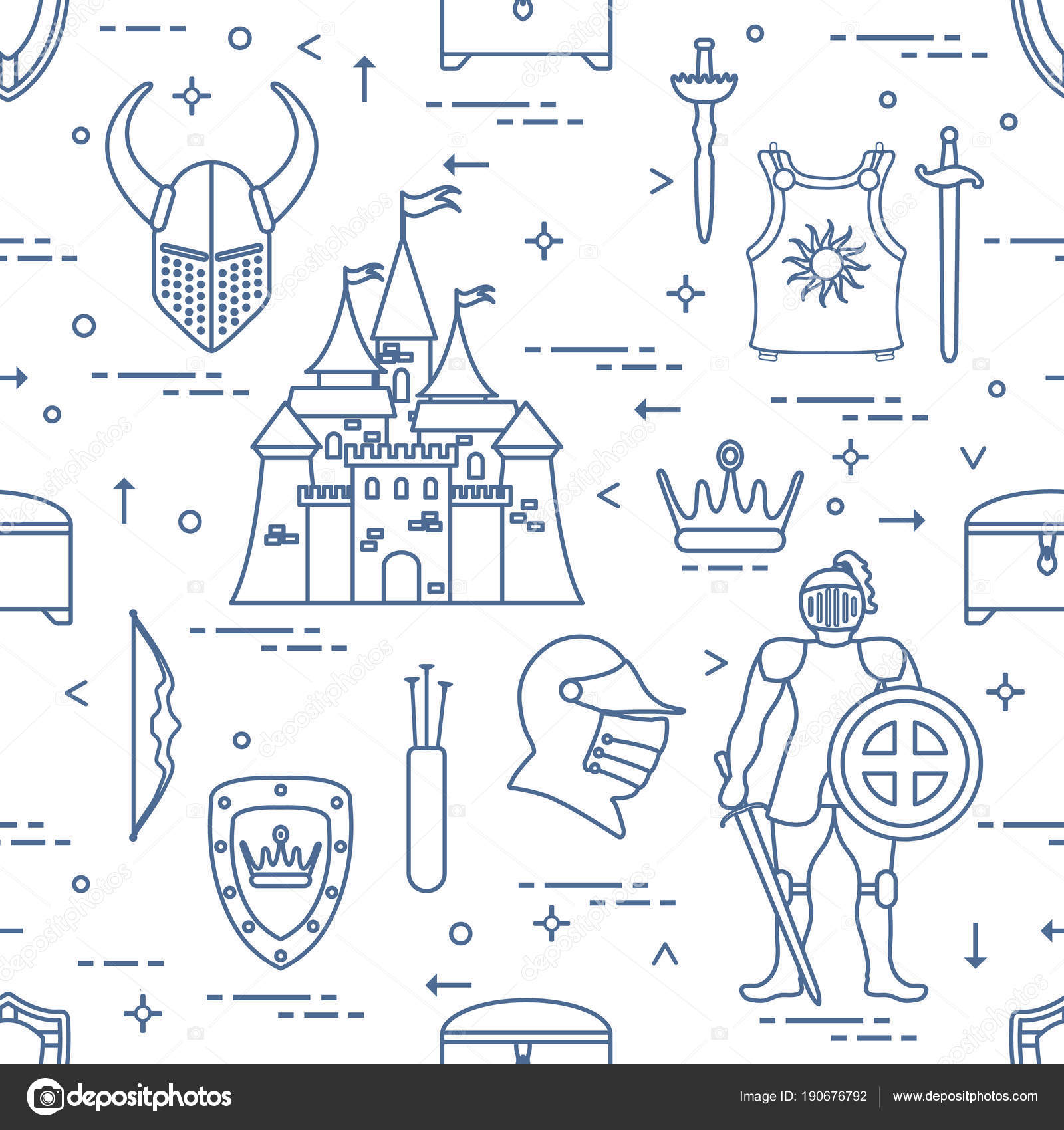 Pattern with knight, shields, swords and other. Stock Vector by ...