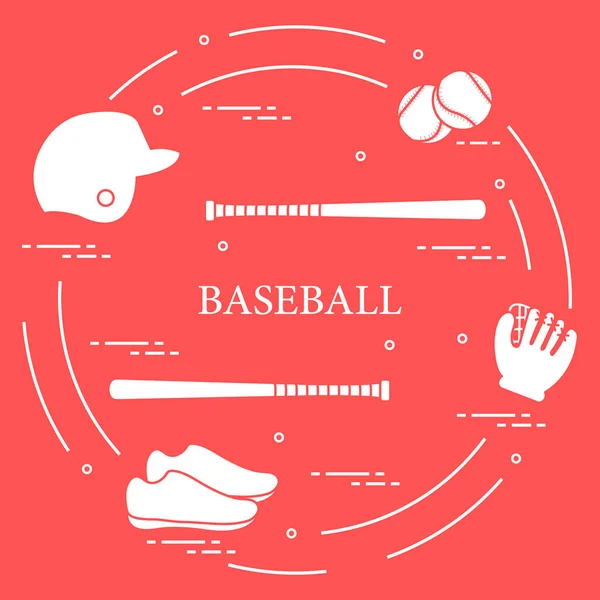 Bastões de beisebol, luva, bolas, capacete, sapatos . — Vetor de Stock