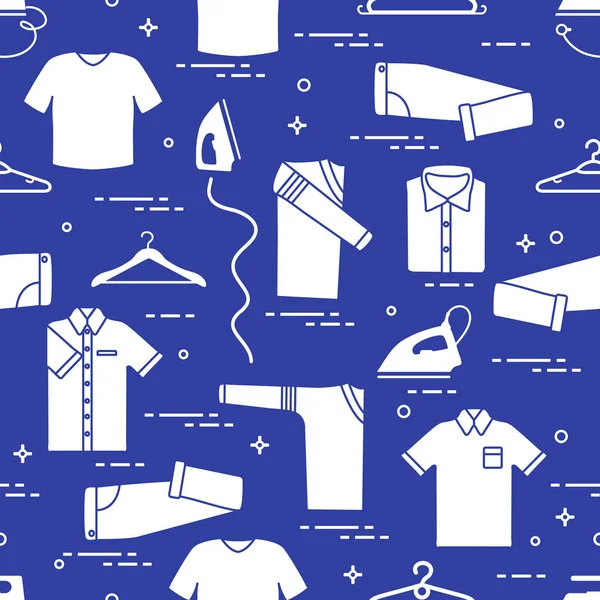 Desen ütüler, askı ve farklı kıyafetler.