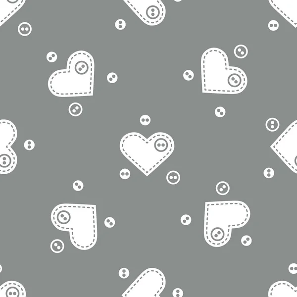 Pattern with hearts and buttons. Valentine's — Stock Vector