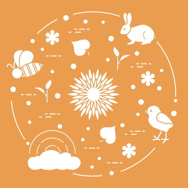 Радуга, курица, кролик, пчела. Весенняя тема
.