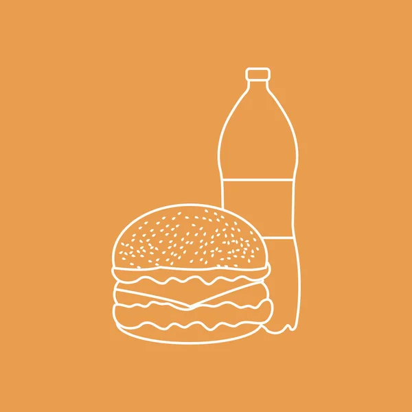 Burger és szóda palack. — Stock Vector