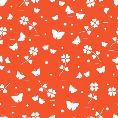 Shamrock ve kelebekler ile Seamless Modeli.