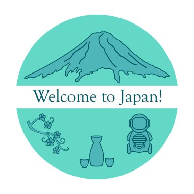 Japonya geleneksel tasarım öğeleri kümesi.