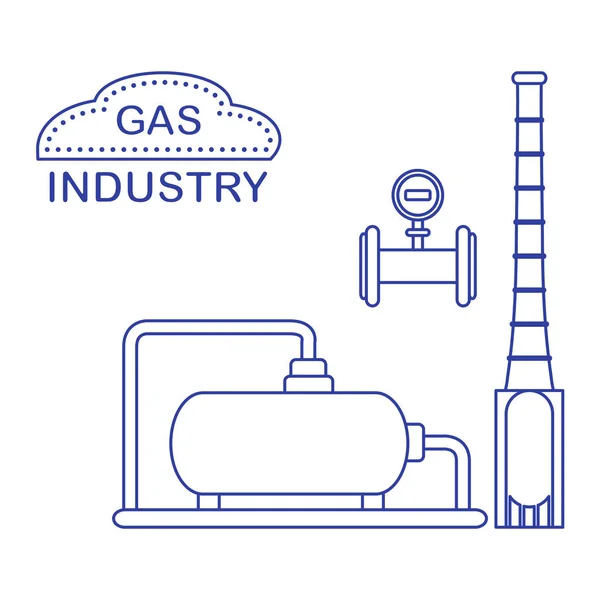 Газопереробний завод. Вимірювач промислового газу . — стоковий вектор
