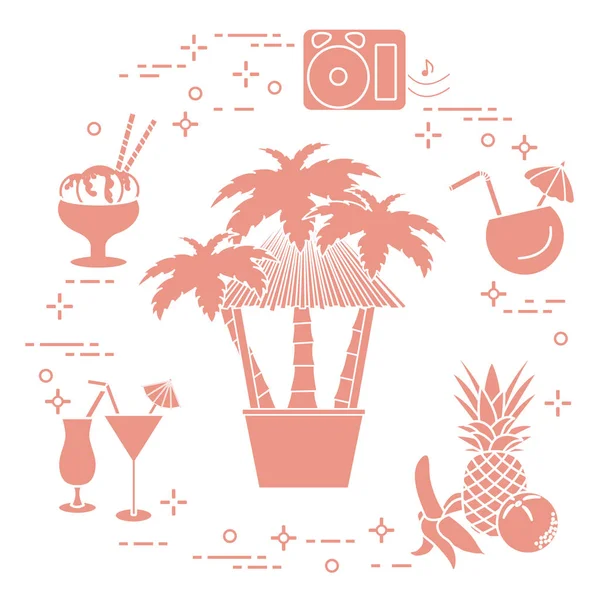 Bar beach, kokteyller, dondurma, meyve.