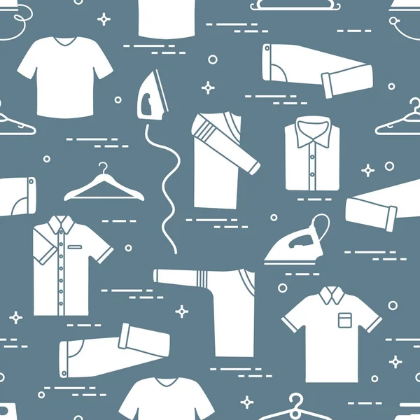 Desen ütüler, askı ve farklı kıyafetler.