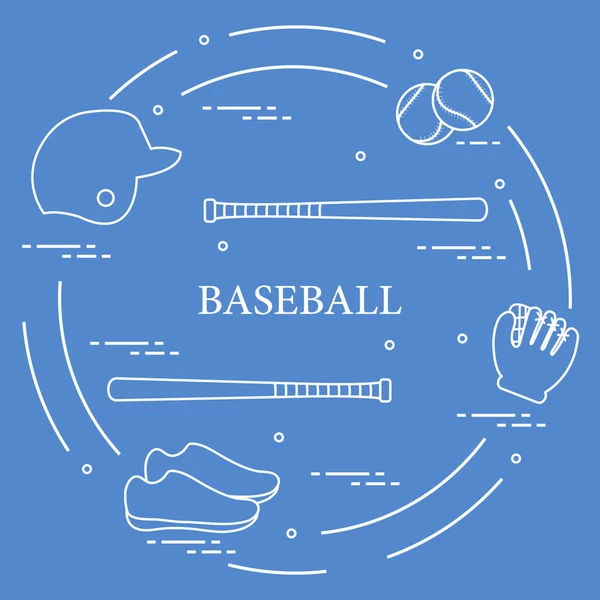 Bates de béisbol, guante, bolas, casco, zapatos . — Archivo Imágenes Vectoriales