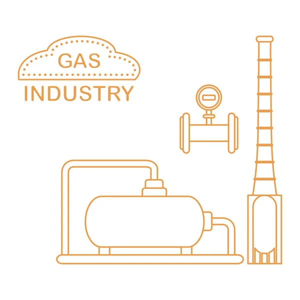 Unidade de processamento de gás. Medidor de gás industrial . — Vetor de Stock