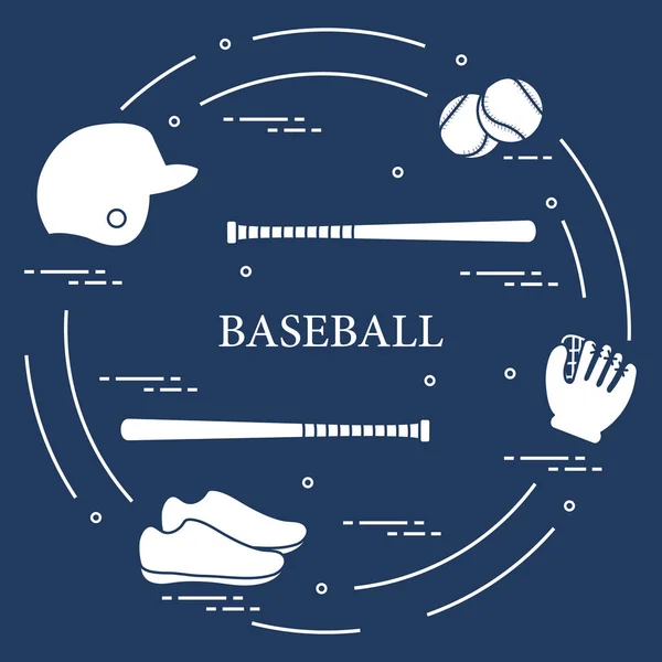 Бейсбольные биты, перчатки, мячи, шлем, обувь . — стоковый вектор