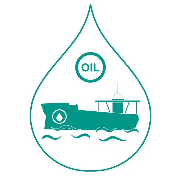 Daling binnen die een tanker die olie. — Stockvector