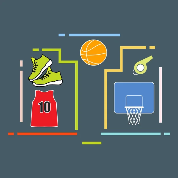 Sport uniform en uitrusting voor basketbal. — Stockvector