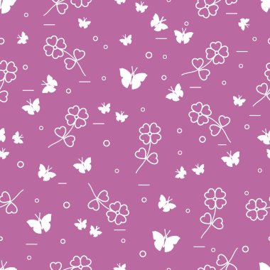 Shamrock ve kelebekler ile Seamless Modeli.